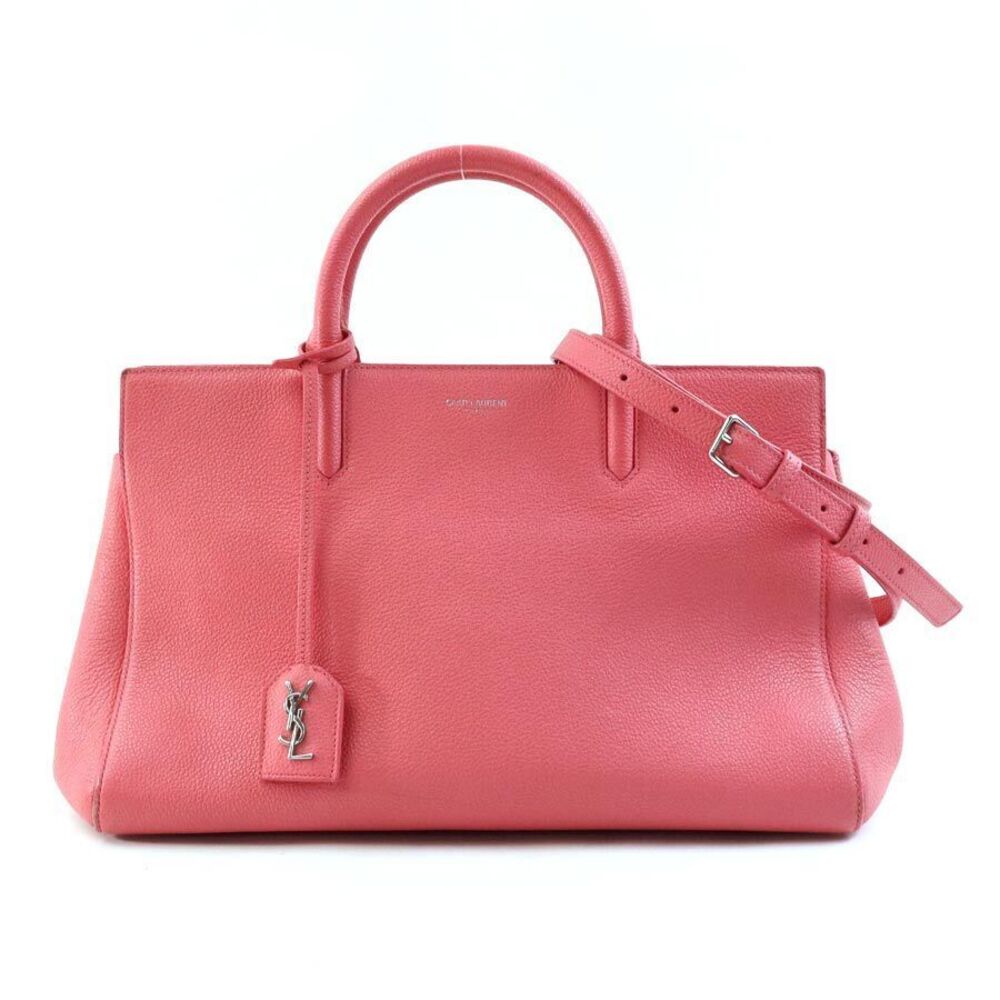 Saint Laurent 2way Shoulder Bag Cabarit Gauche Leather Pink Silver